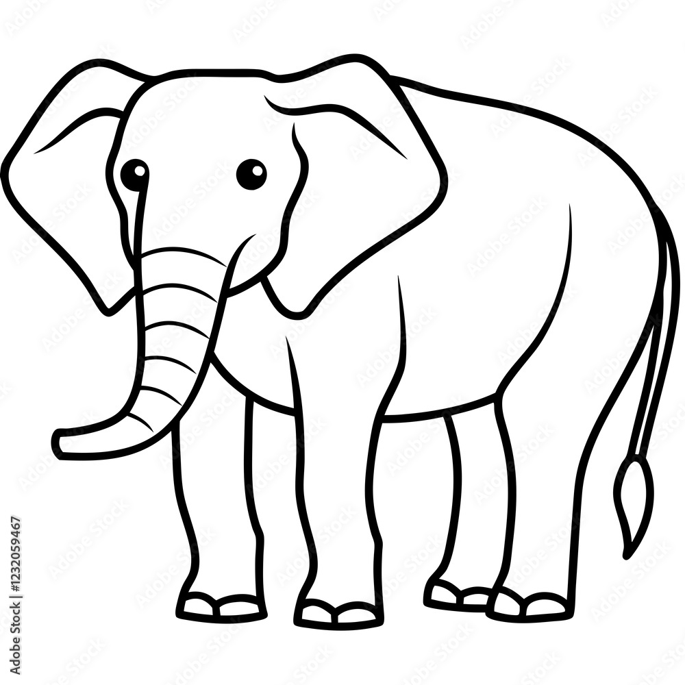 Cute Silhouette of an Elephant line art vector cartoon illustration Cute Silhouette of an Elephant line art vector cartoon illustration