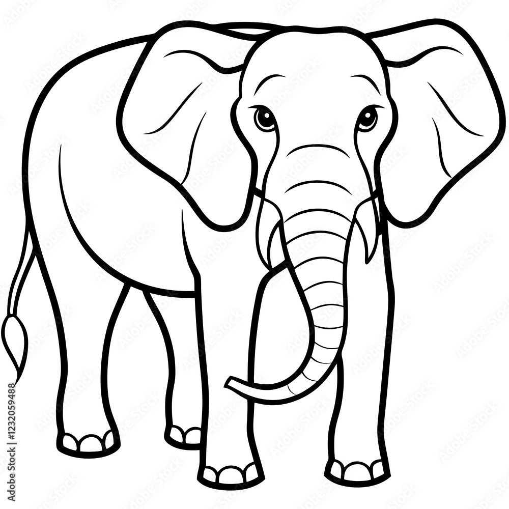 Cute Silhouette of an Elephant line art vector cartoon illustration Cute Silhouette of an Elephant line art vector cartoon illustration