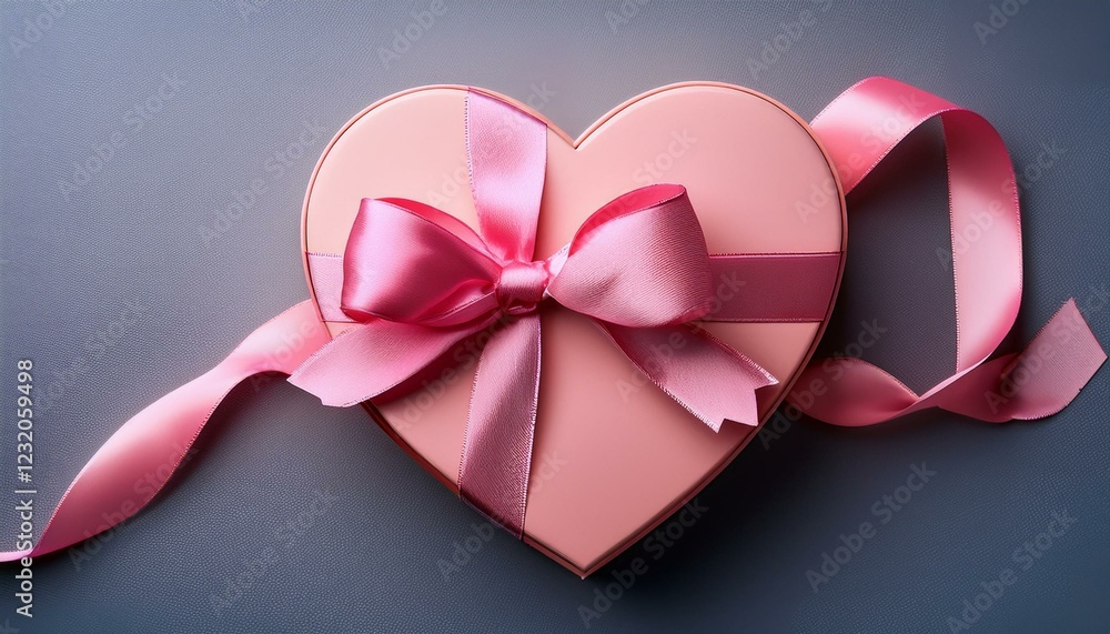 heart gift with pink ribbon heart gift with pink ribbon