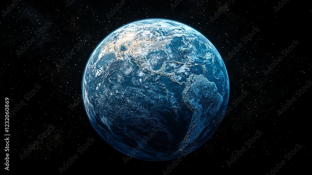 Fototapeta premium two blue globes that appear to be Earth floating through space.