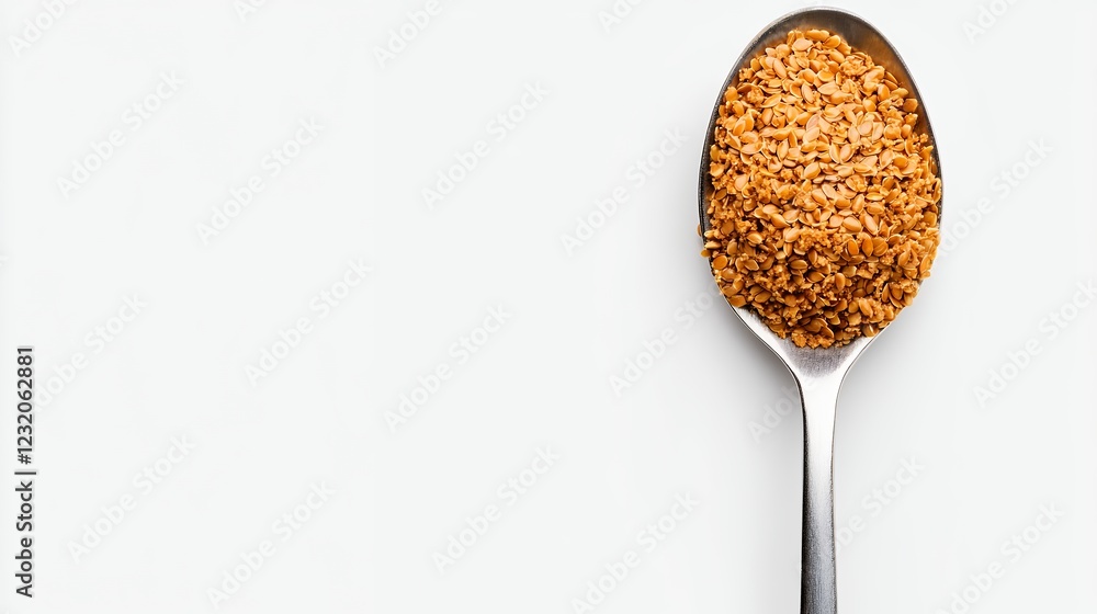 Spoonful of Light Brown Granulated Sugar on White Background Spoonful of Light Brown Granulated Sugar on White Background