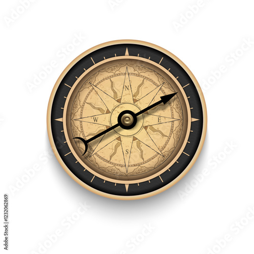 Realistic Vintage Compass isolated on white background