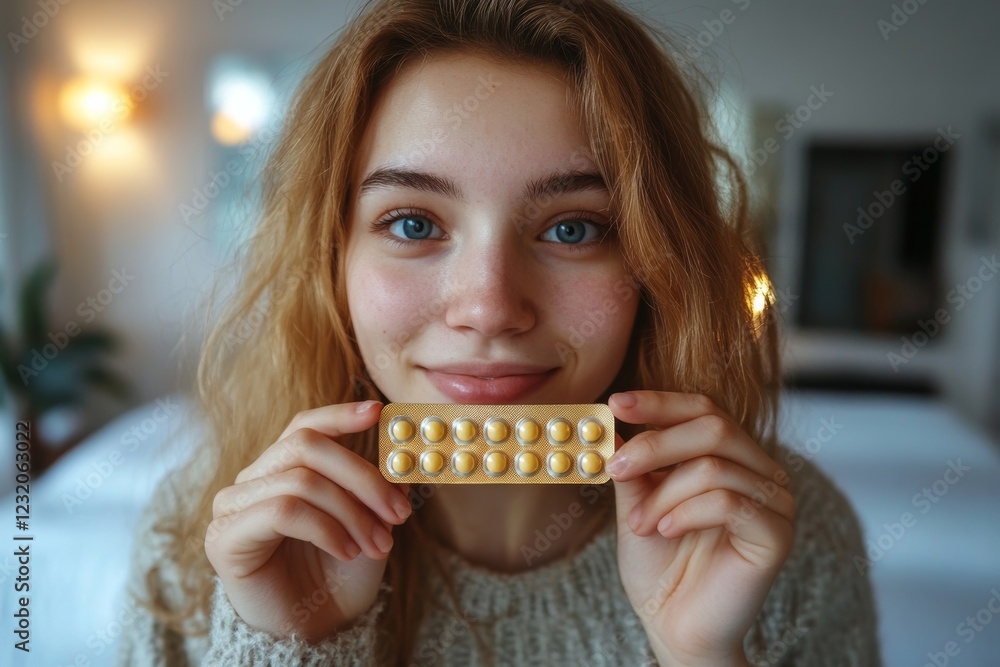 young female holding birth control pills young female holding birth control pills