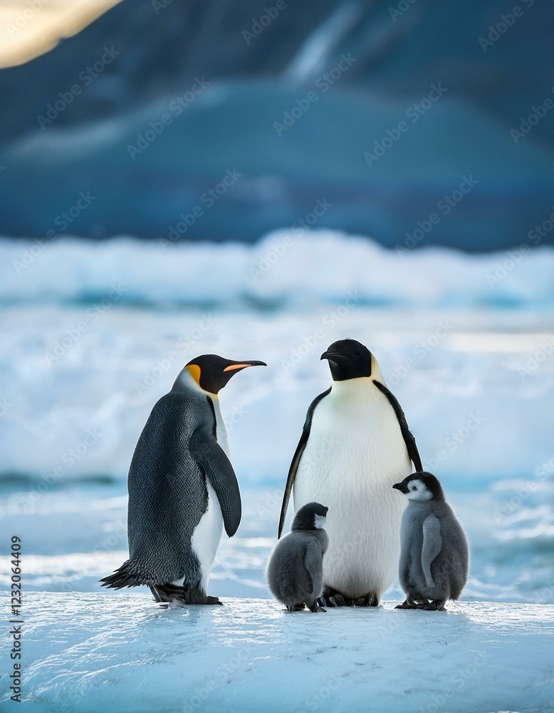 Naklejka premium emperor penguin family, AI generated