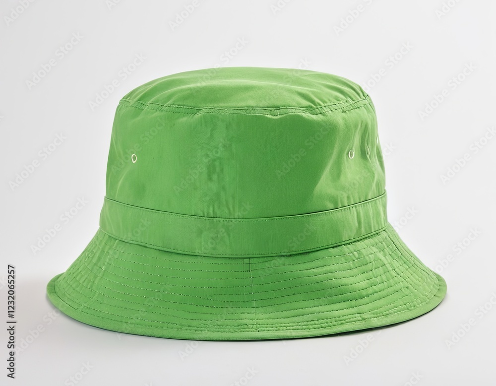 Fototapeta premium Vibrant green bucket hat showcasing a modern and stylish design, perfect for sunny days.