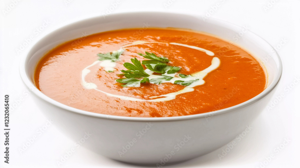 Carrot soup in the bowl on white background Carrot soup in the bowl on white background