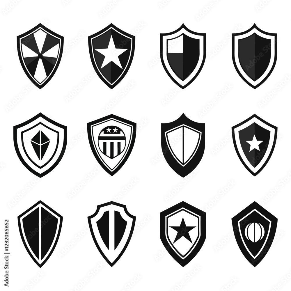 Collection of Black and White Shield Designs Collection of Black and White Shield Designs