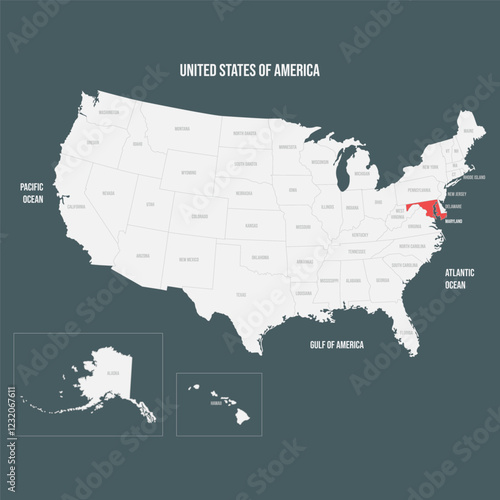 Maryland - Red Vector Map of Maryland