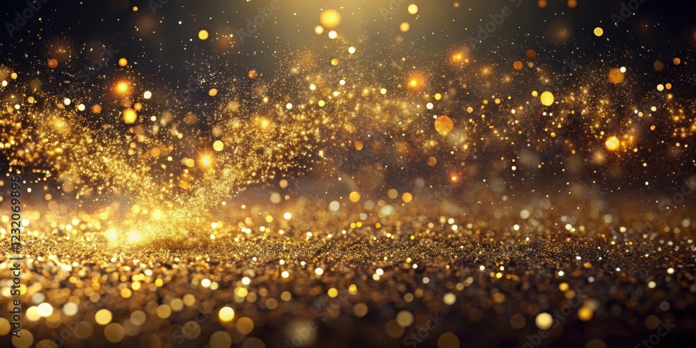 Iridescent gold particles suspended in mid-air against a dark abstract background, shimmering with luxurious glitter, as if infused with cosmic energy , darkness, opulence Iridescent gold particles suspended in mid-air against a dark abstract background, shimmering with luxurious glitter, as if infused with cosmic energy , darkness, opulence