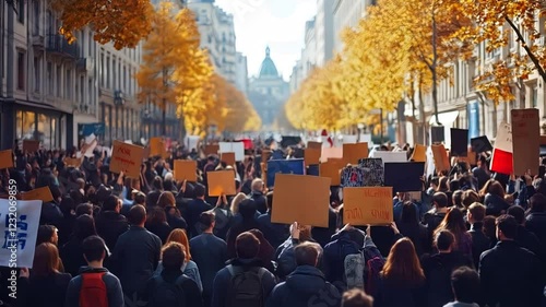 Crowd of Protesters Marching for Change - Demonstration, Activism, Social Movement, Protest, March, Unity, Rights, Freedom, Equality, Justice