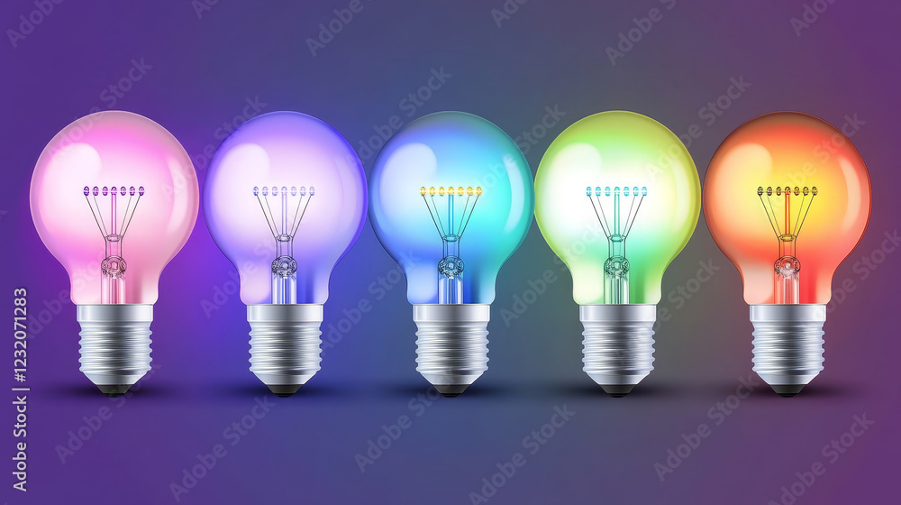 3d led bulb lamp. Smart cfl with light temperature and multicolor glowing mockup. Realistic incandescent spot with warm and cold advertising promo compare. Different type of lightbulb spectrum 3d led bulb lamp. Smart cfl with light temperature and multicolor glowing mockup. Realistic incandescent spot with warm and cold advertising promo compare. Different type of lightbulb spectrum
