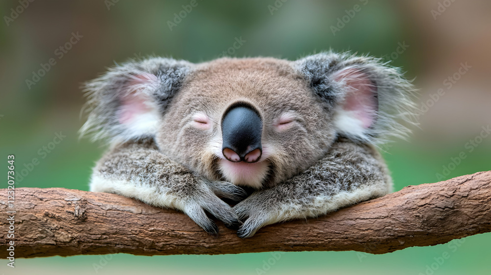 Fototapeta premium Sleeping Koala on Branch, Eucalyptus Forest