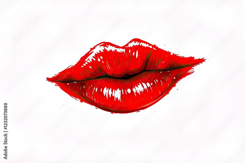 Sensual Red Lips: A Bold, Expressive Painted Artwork Sensual Red Lips: A Bold, Expressive Painted Artwork