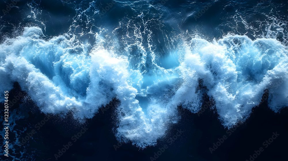 Fototapeta premium Abstract Blue and White Ocean Waves Splashing
