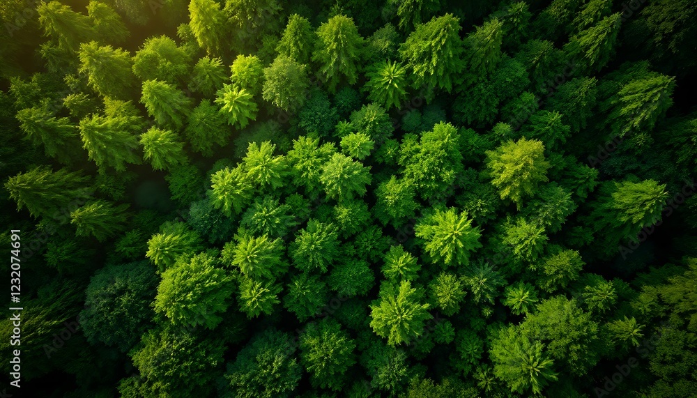 Lush Green Forest Aerial View Canopy Sunlight Texture Lush Green Forest Aerial View Canopy Sunlight Texture