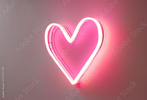 romantic neon heart in soft warm ambiance
