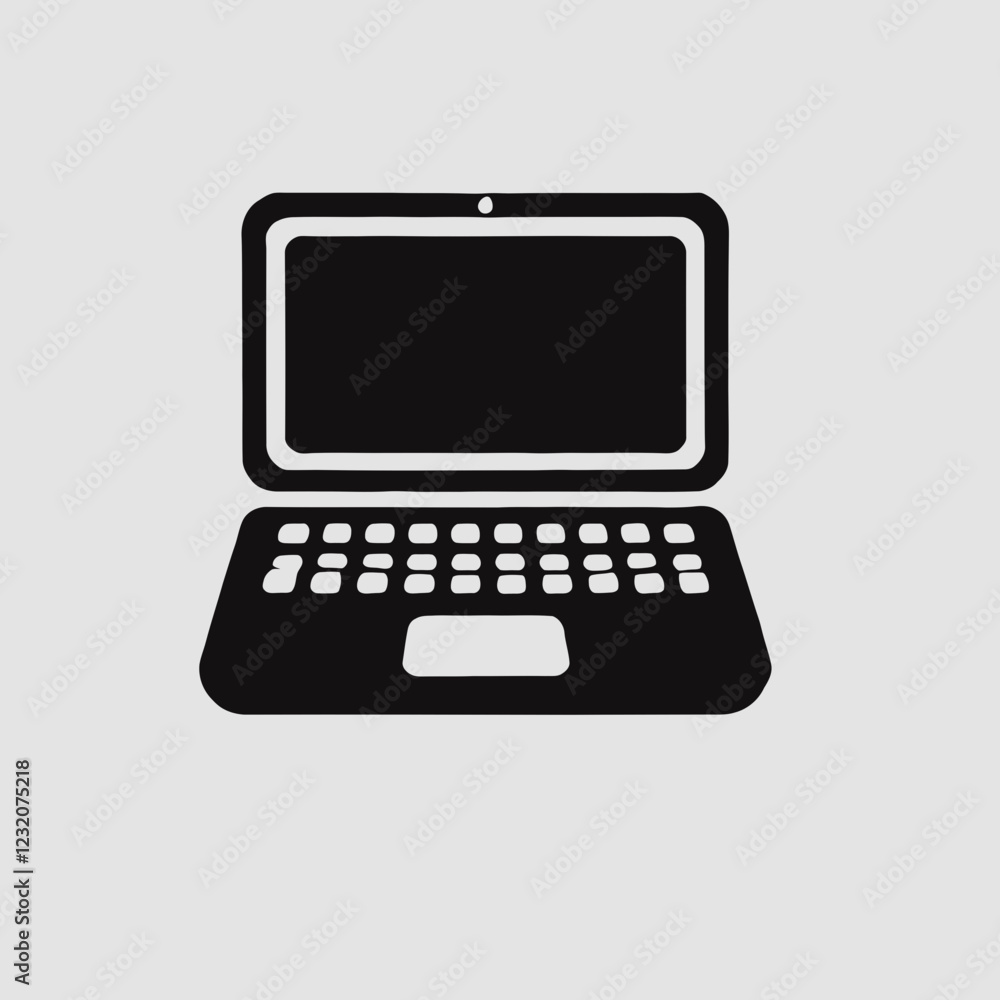 Laptop silhouette in black on a white background Laptop silhouette in black on a white background