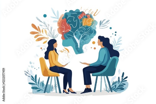 mental health care therapy concept, psychologist counseling to anxiety patient and giving guidance mental therapy care to cure mental health