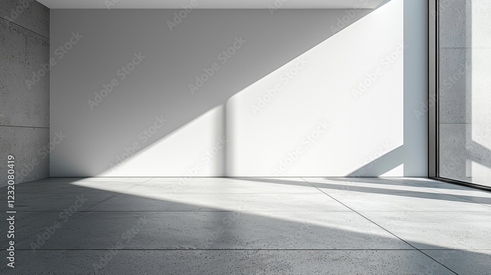 A spacious, minimalistic area showcases a striking white wall illuminated by dramatic shadows. The play of light and shadow creates an artistic atmosphere, inviting contemplation A spacious, minimalistic area showcases a striking white wall illuminated by dramatic shadows. The play of light and shadow creates an artistic atmosphere, inviting contemplation