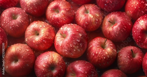 fresh red apples close-up high-definition top view vibrant texture glossy natural produce