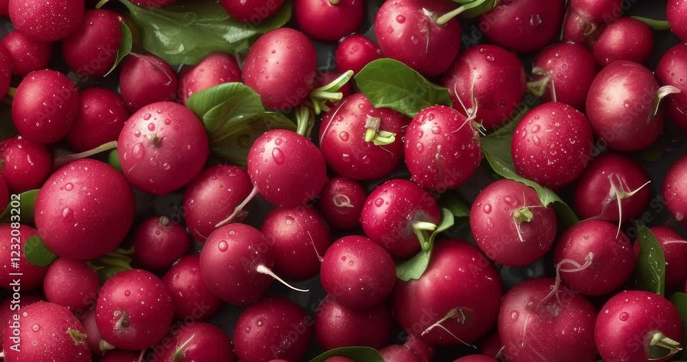 fresh red radishes close-up vibrant green leaves crisp texture dark background organic fresh red radishes close-up vibrant green leaves crisp texture dark background organic