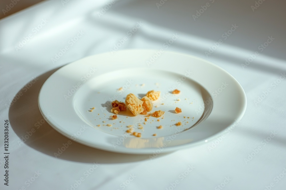 Sunlit Plate: Minimalist Cookie Crumbs in Soft Light Sunlit Plate: Minimalist Cookie Crumbs in Soft Light