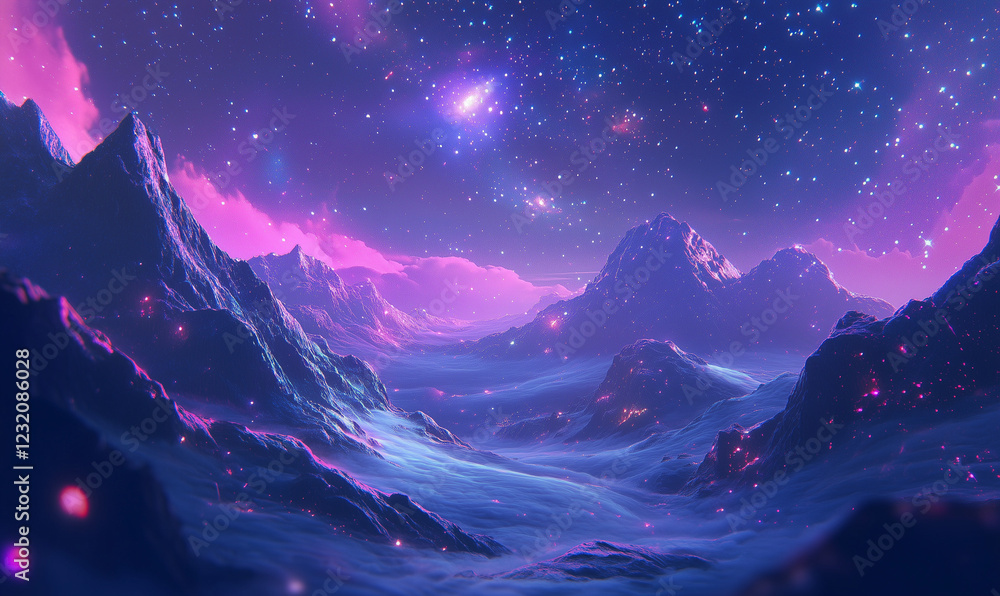 Fototapeta premium Tranquil Sky Studded with the Brilliance of Distant Stars, Offering a Serene Nightscape