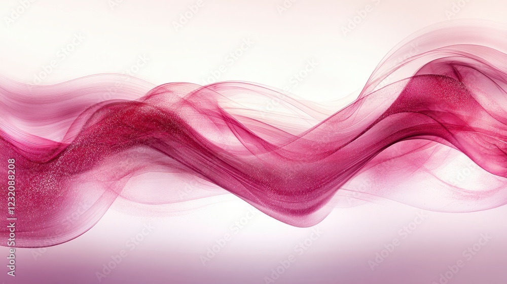 Abstract image of flowing pink and white particles creating a wave like pattern. Soft lighting, ethereal feel. The particles shimmer, giving a sense Abstract image of flowing pink and white particles creating a wave like pattern. Soft lighting, ethereal feel. The particles shimmer, giving a sense