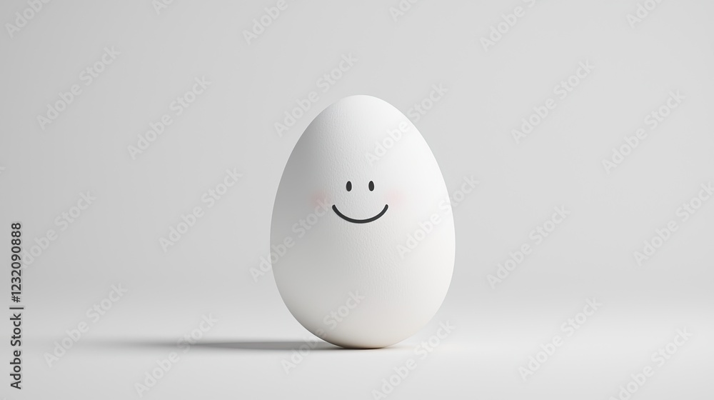 Happy Smiling Egg on Minimalist Background for Creative Projects Happy Smiling Egg on Minimalist Background for Creative Projects
