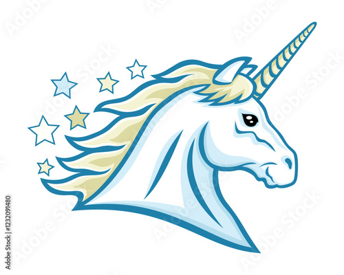 Cute unicorn icon on white background.	