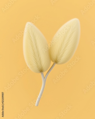 Soft Yellow Plant Leaves on Bright Yellow Background for Tranquility