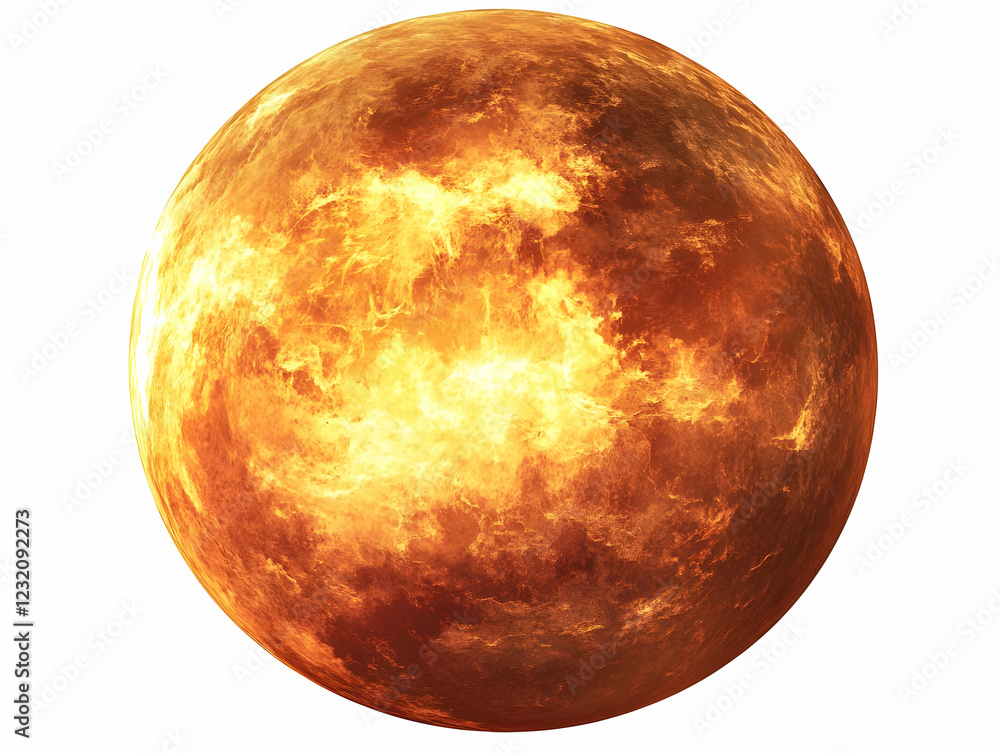 Fiery planet, volcanic surface, space, cosmic background, science education Fiery planet, volcanic surface, space, cosmic background, science education