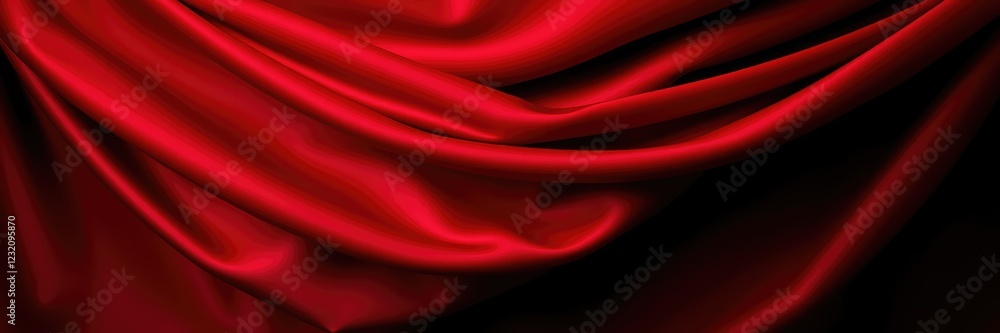 Obraz premium Red curtain background, Luxurious Red Silk Fabric with Elegant Folds