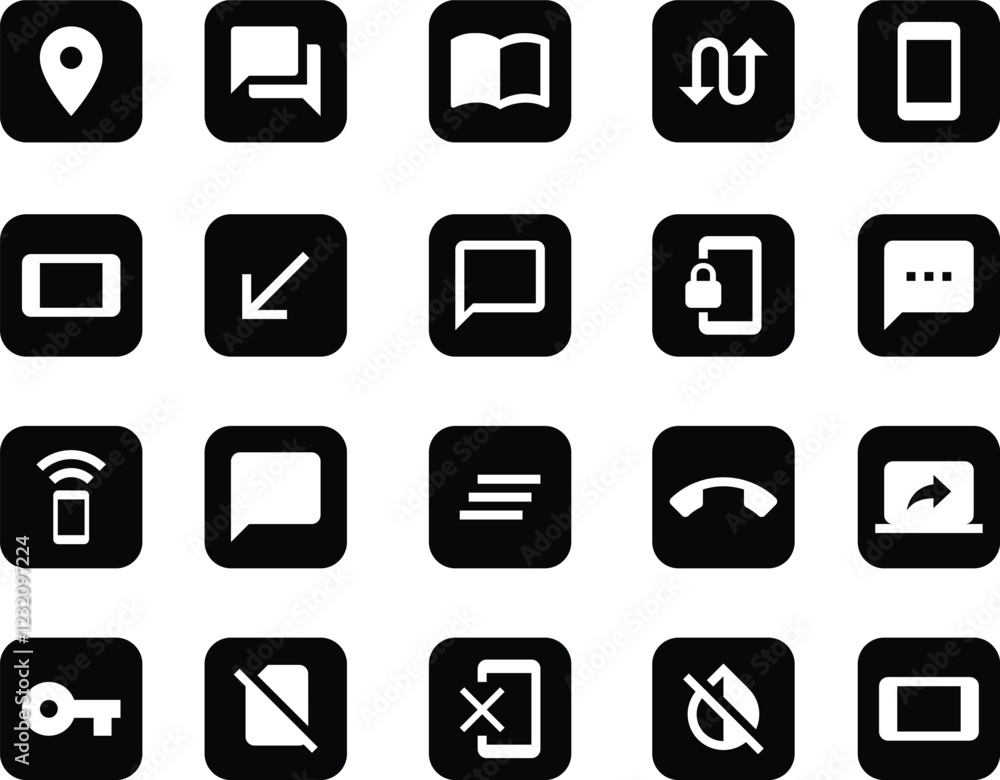 Essential Communication & Contact icon set in vector. contact icon vector Essential Communication & Contact icon set in vector. contact icon vector