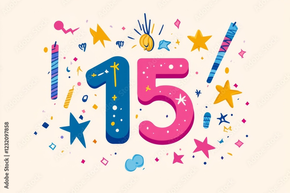 Fototapeta premium Fifteenth Birthday Celebration Design