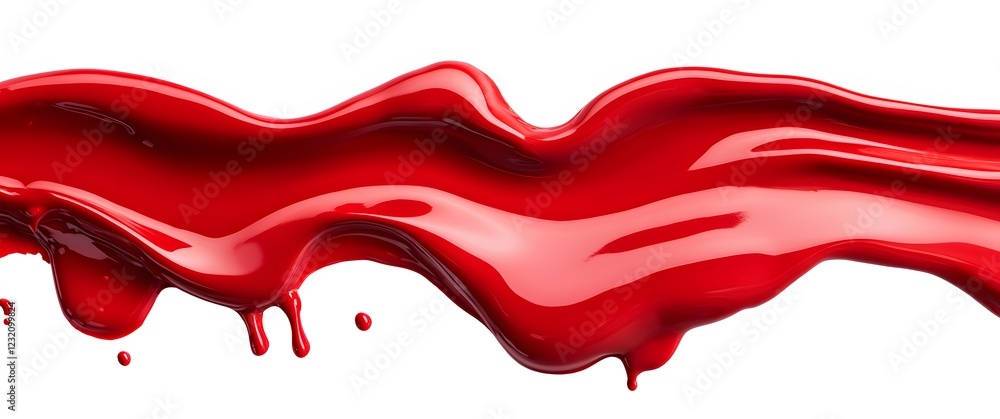 Vibrant red paint fluid flowing on a white background, creates a visual effect, generative AI Vibrant red paint fluid flowing on a white background, creates a visual effect, generative AI