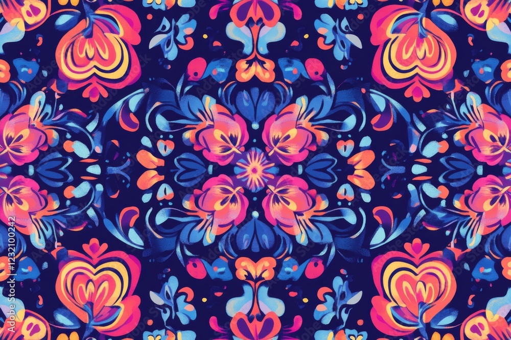 Vibrant Floral Kaleidoscope Pattern Vibrant Floral Kaleidoscope Pattern