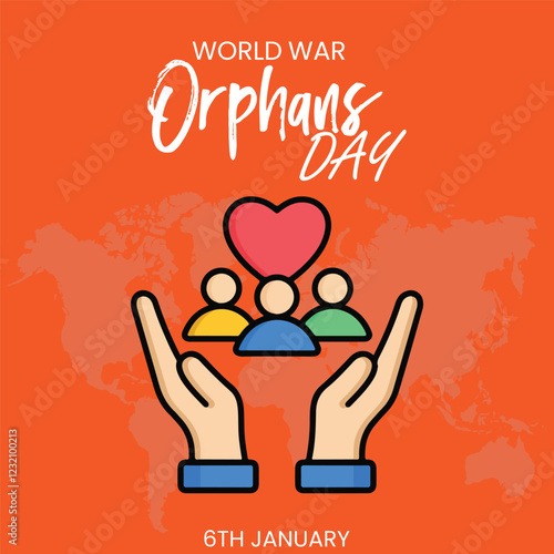 world war orphans day. 6 January. world day of war orphans holiday concept and banner, poster, card. background. vector illustration.