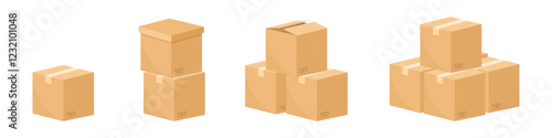 Stacks of cardboard boxes. Vector