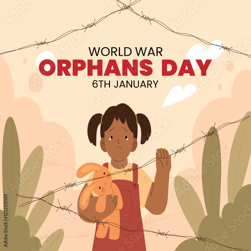 world war orphans day. 6 January. world day of war orphans holiday concept and banner, poster, card. background. vector illustration.