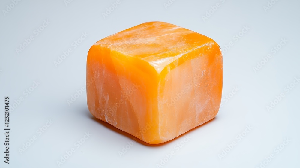 Vibrant Orange Cube on Neutral Background. High Quality Product Shot of Translucent, Textured Object Vibrant Orange Cube on Neutral Background. High Quality Product Shot of Translucent, Textured Object