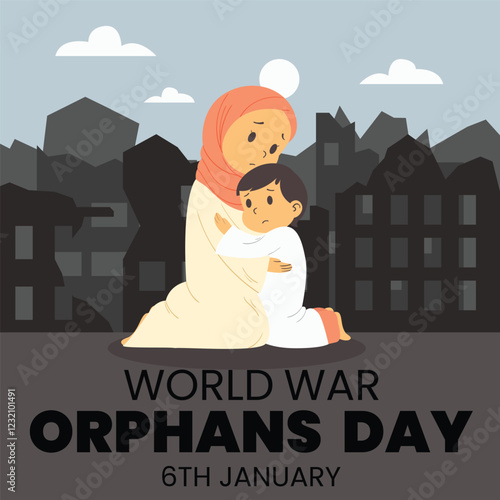 world war orphans day. 6 January. world day of war orphans holiday concept and banner, poster, card. background. vector illustration.