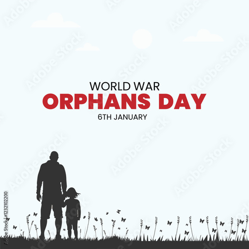 world war orphans day. 6 January. world day of war orphans holiday concept and banner, poster, card. background. vector illustration.