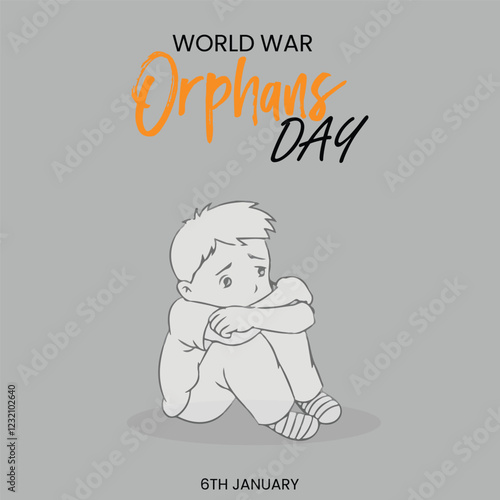 world war orphans day. 6 January. world day of war orphans holiday concept and banner, poster, card. background. vector illustration.