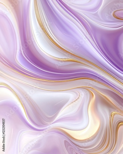 Masterful marble swirls in lavender, white, and gold for artistic and decorative inspiration. Generative AI