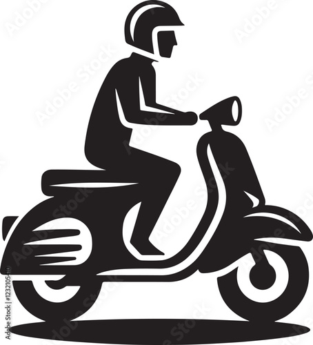 A man on a scooter that has a picture of a man on the front
