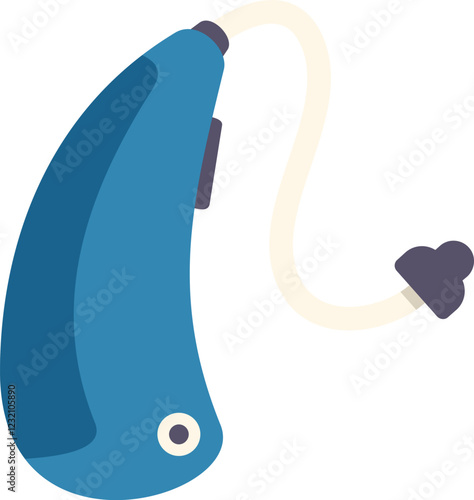 Blue modern hearing aid is helping people with hearing loss