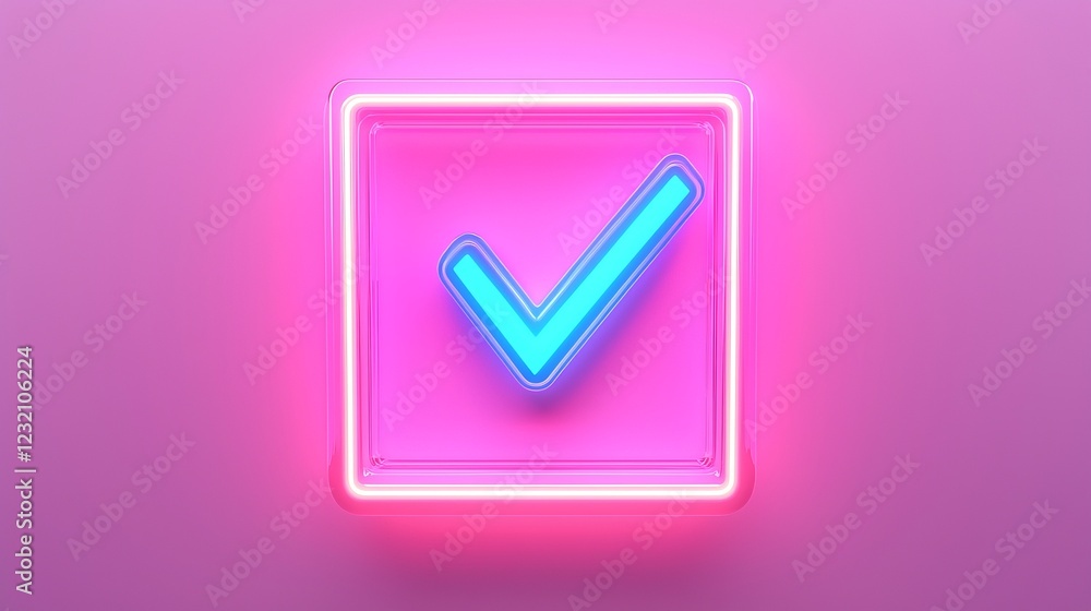 This stylish neon checkmark icon is absolutely perfect for various digital applications and modern interfaces This stylish neon checkmark icon is absolutely perfect for various digital applications and modern interfaces