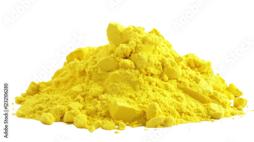 Obraz na płótnie Pile of bright yellow sulfur powder on transparent background w salonie