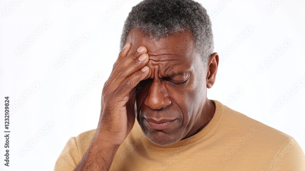 Concerned Man with Headache or Stress Expression Concerned Man with Headache or Stress Expression